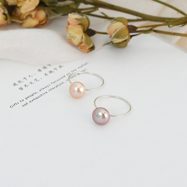 Srebrny pierścień ASHIQI z naturalną perłą słodkowodną - koreański styl (2020) - Wianko - 8
