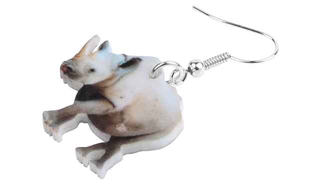 Kolczyki wiszące z akrylowym nosorożcem - Wyraziste i urocze kolczyki z bydłem w formie nosorożca, doskonałe jako dekoracja biżuterii dla kobiet, dziewczyn i nastolatek - Wianko - 1