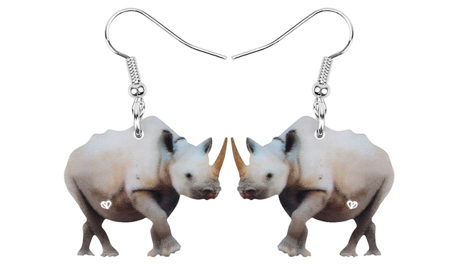 Kolczyki wiszące z akrylowym nosorożcem - Wyraziste i urocze kolczyki z bydłem w formie nosorożca, doskonałe jako dekoracja biżuterii dla kobiet, dziewczyn i nastolatek - Wianko - 3