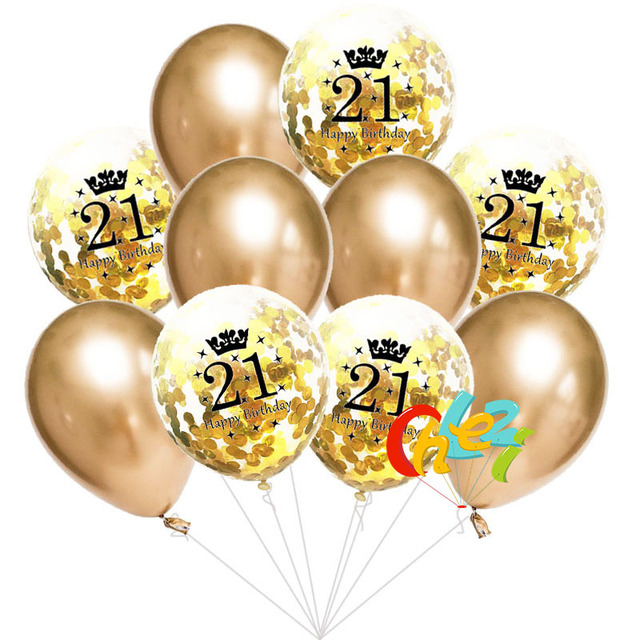 Partia 10 sztuk 12-calowych balonów z nadrukiem happy birthday na rocznicę 18, 21, 30, 40, 50 lub 60 - Wianko - 3
