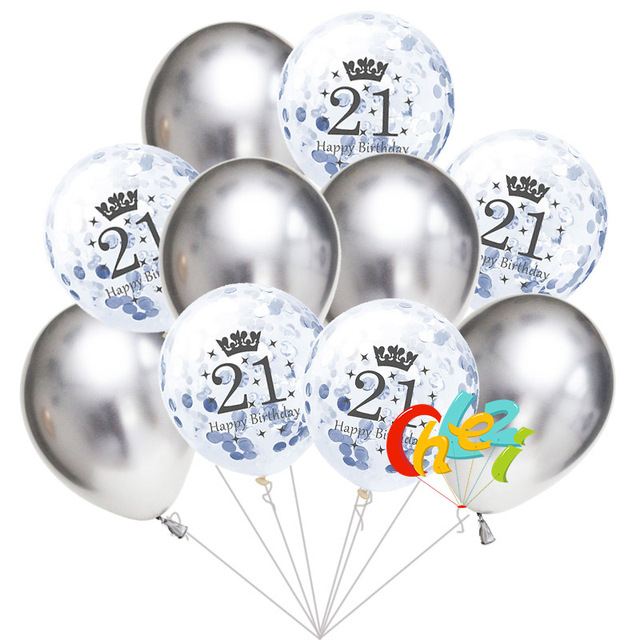 Partia 10 sztuk 12-calowych balonów z nadrukiem happy birthday na rocznicę 18, 21, 30, 40, 50 lub 60 - Wianko - 10