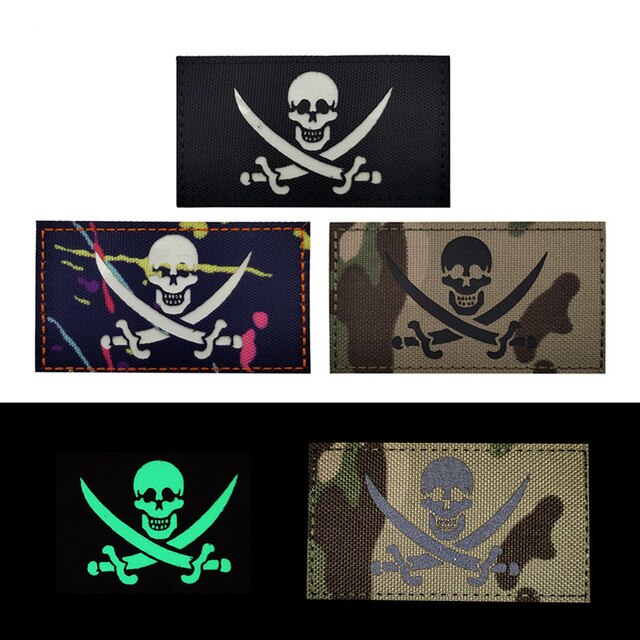 Naszywka ostrzegawcza piraci czaszka w podczerwieni - militarne haftowane haczyk ubrania - Wianko - 4