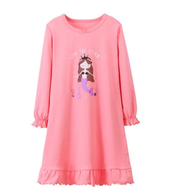 Koszula nocna dziewczęca z długimi rękawami, bawełniana - piżama dziecięca na jesień - Wianko - 11