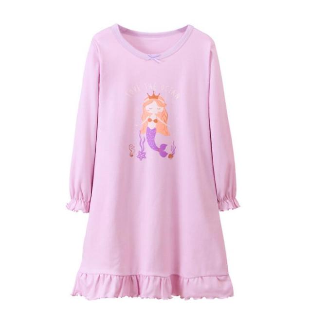 Koszula nocna dziewczęca z długimi rękawami, bawełniana - piżama dziecięca na jesień - Wianko - 9
