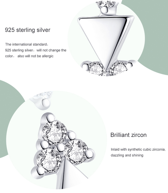 Kolczyki z trójkątnym kształtem, wykonane z prawdziwego srebra 925 i zdobione przezroczystą cyrkonią - eleganckie dodatki dla kobiet i dziewcząt - Wianko - 5