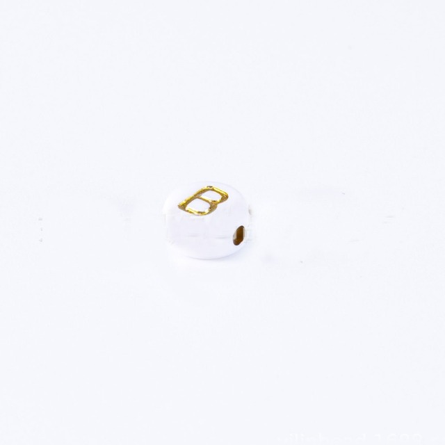Nowe koraliki akrylowe litery złote 4*7mm, 3600 sztuk, białe drukowane litery, indywidualne smarowanie - Wianko - 3