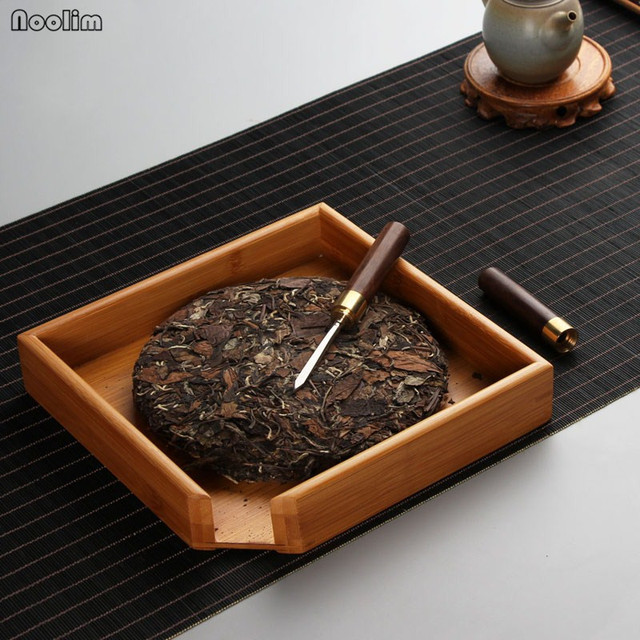 Noolim kreatywna bambusowa taca herbaciana prostokątna Kung Fu Puer z filiżanką, spodkiem i uchwytem do przechowywania herbaty - Wianko - 3