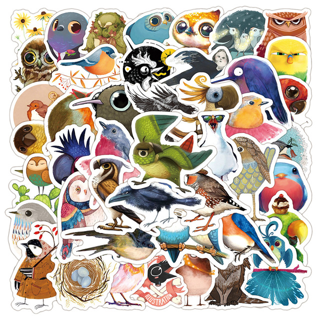 Paczka naklejek Cartoon Cute Bird sowa w stylu bajki, naklejki Graffiti Aestheti Manga na laptopa, samochód, gitarę - 10/30/50 sztuk - Wianko - 2