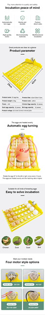 Inkubator do jaj automatyczny 32 jaja, z obrotowym taczką, dla drobiu - sprzęt do wylęgu - Wianko - 2