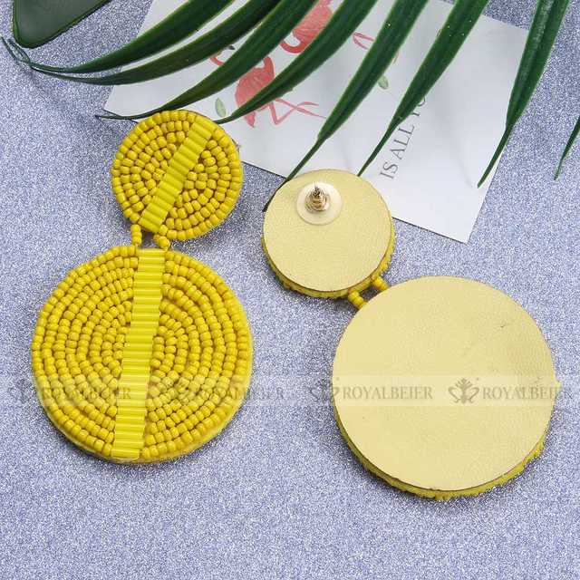 Duże żółte kolczyki dla kobiet - modny dodatek 2020 z czeskimi długimi koralikami - ręcznie robiona biżuteria boho o etnicznym stylu - Wianko - 17