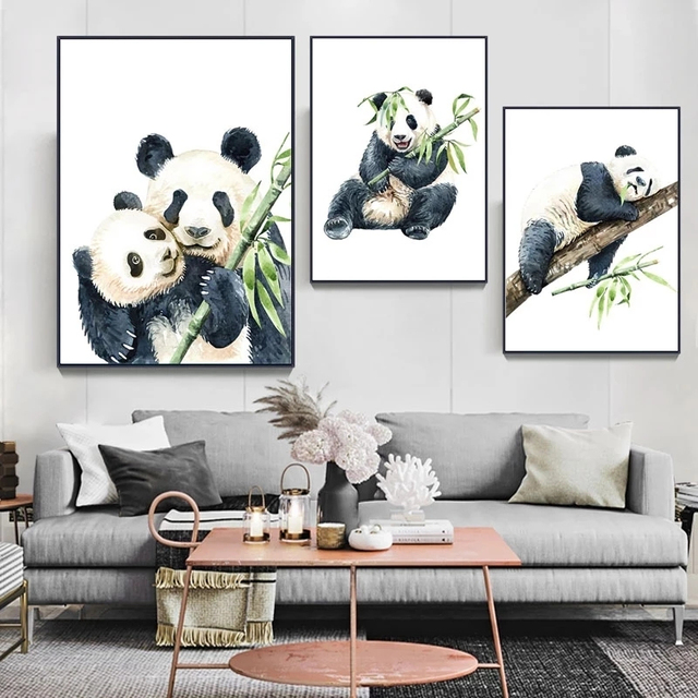 Plakat Nowoczesny Panda Animal - plakat skandynawski i abstrakcyjne malowidło na płótnie do dekoracji wnętrz salonu i sypialni - Wianko - 6