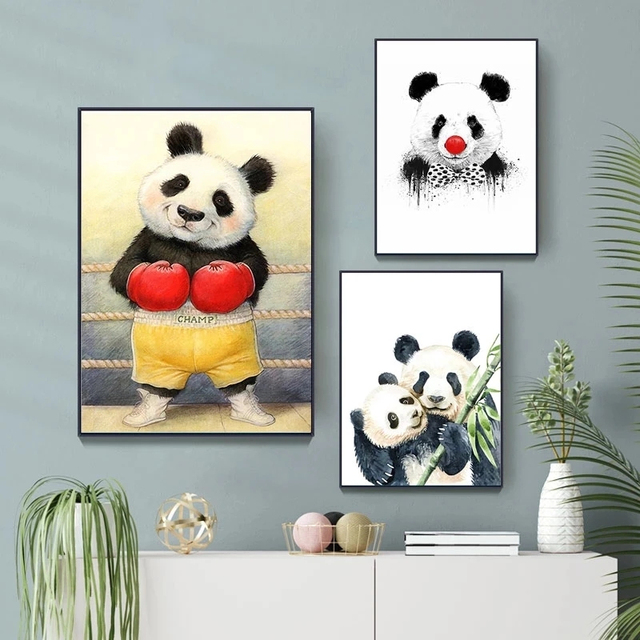 Plakat Nowoczesny Panda Animal - plakat skandynawski i abstrakcyjne malowidło na płótnie do dekoracji wnętrz salonu i sypialni - Wianko - 5