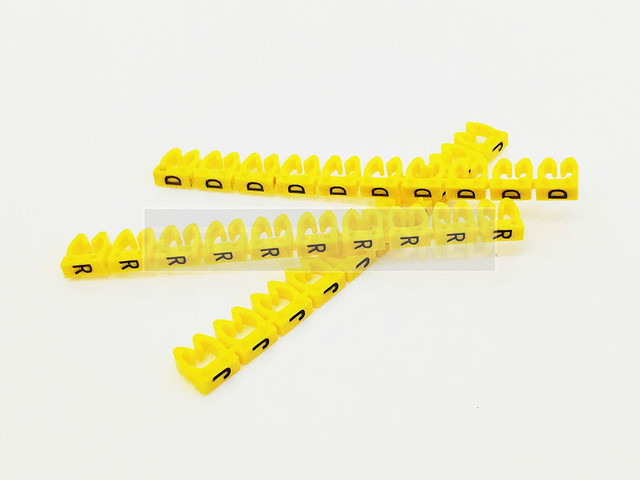 Tuleje do kabli - Plastikowy znacznik klip do kabla M-0 M-1 M-2 M-3 marker drutowy Alphabit A-Z 1.5 sqmm, żółty, izolowane - Wianko - 8