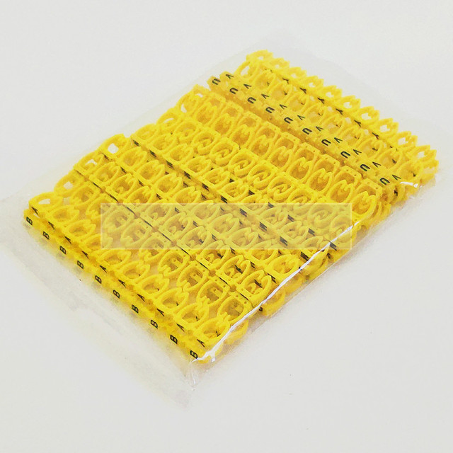 Tuleje do kabli - Plastikowy znacznik klip do kabla M-0 M-1 M-2 M-3 marker drutowy Alphabit A-Z 1.5 sqmm, żółty, izolowane - Wianko - 10