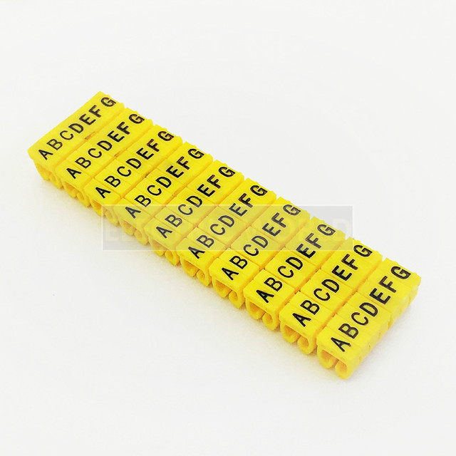 Tuleje do kabli - Plastikowy znacznik klip do kabla M-0 M-1 M-2 M-3 marker drutowy Alphabit A-Z 1.5 sqmm, żółty, izolowane - Wianko - 6