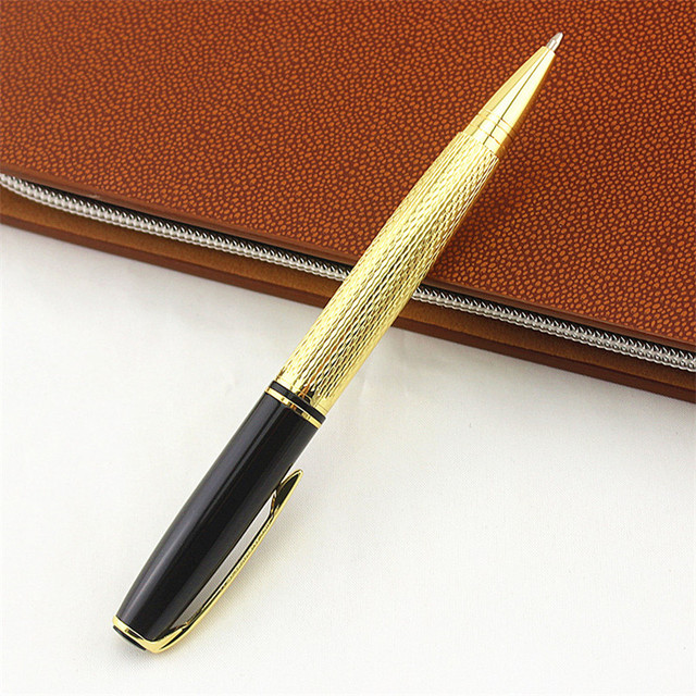 Elegancki długopis kulkowy z czarnym i złotym metalowym korpuskiem wysokiej jakości do pisania piśmienne Student - Wianko - 2