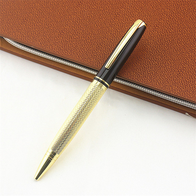 Elegancki długopis kulkowy z czarnym i złotym metalowym korpuskiem wysokiej jakości do pisania piśmienne Student - Wianko - 1
