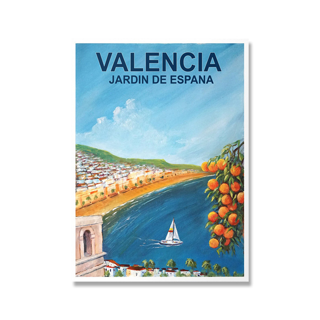 Plakat Vintage Travel Martynika Hawaje Valencia do dekoracji salonu - druk na płótnie o wysokiej jakości - Wianko - 9