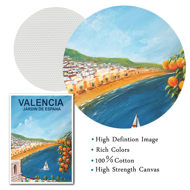 Plakat Vintage Travel Martynika Hawaje Valencia do dekoracji salonu - druk na płótnie o wysokiej jakości - Wianko - 7