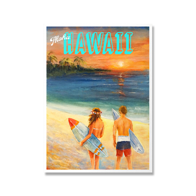 Plakat Vintage Travel Martynika Hawaje Valencia do dekoracji salonu - druk na płótnie o wysokiej jakości - Wianko - 10