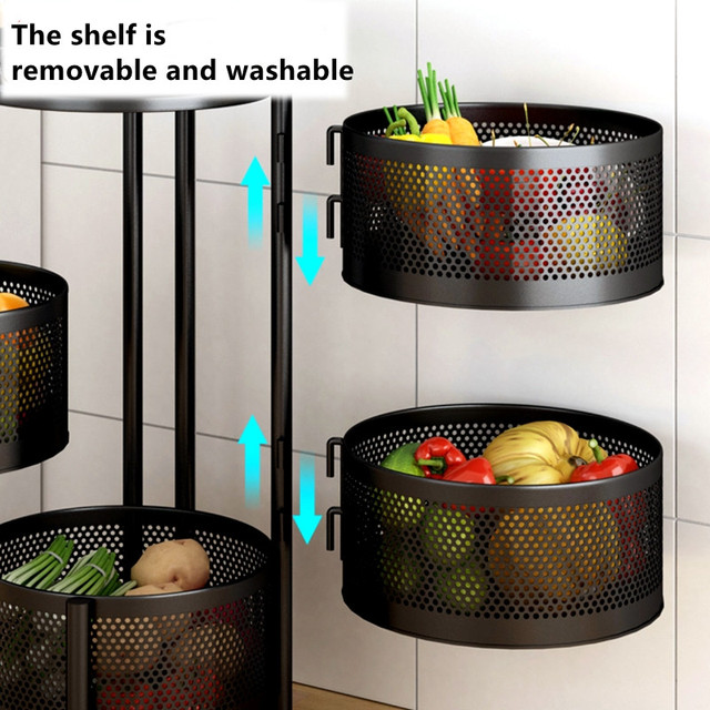 Kosz kuchenny na warzywa o 3/4/5 warstwach - stojak na owoce typu szuflada, wózek jeżdżący o okrągłym kształcie - do montażu w podłodze - Wianko - 2