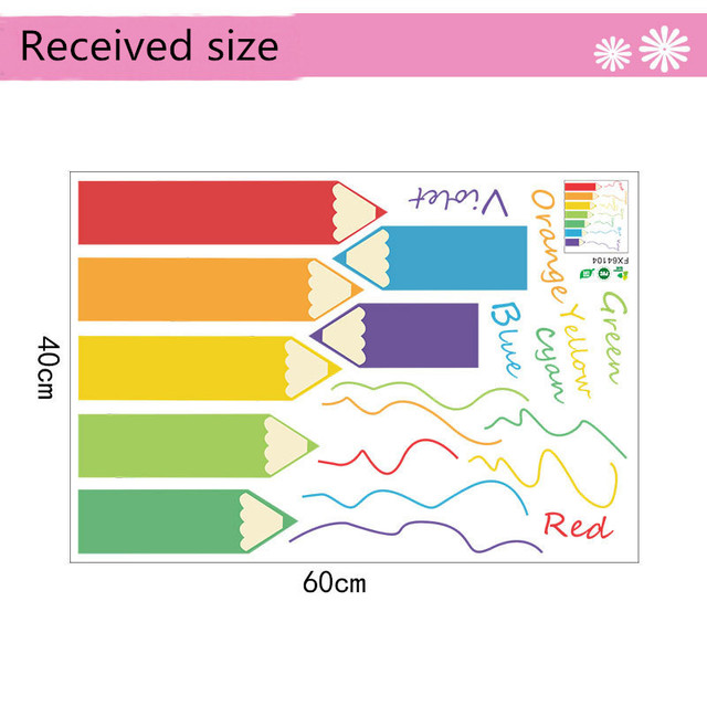Kolorowe ołówek naklejki ścienne Cartoon do przedszkola - samouczek klasy ściany, samoprzylepne, tapeta z obrazem, śmieszne naklejki - Wianko - 8