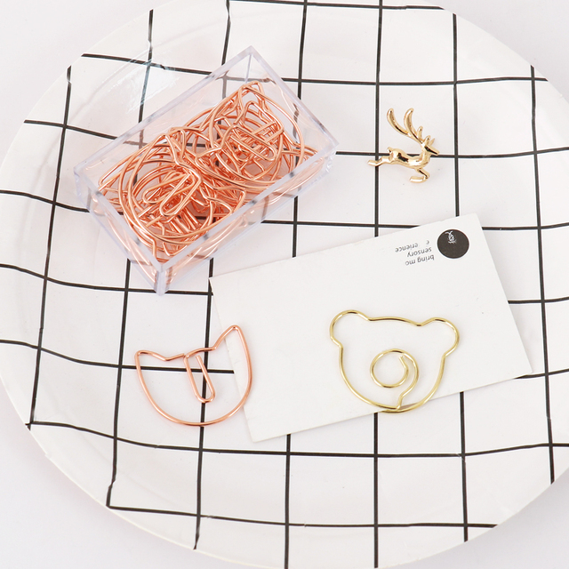 20 sztuk/partia metalowych zakładek do książek w kształcie różowego złotego kota i niedźwiedzia - TUTU - Wianko - 1