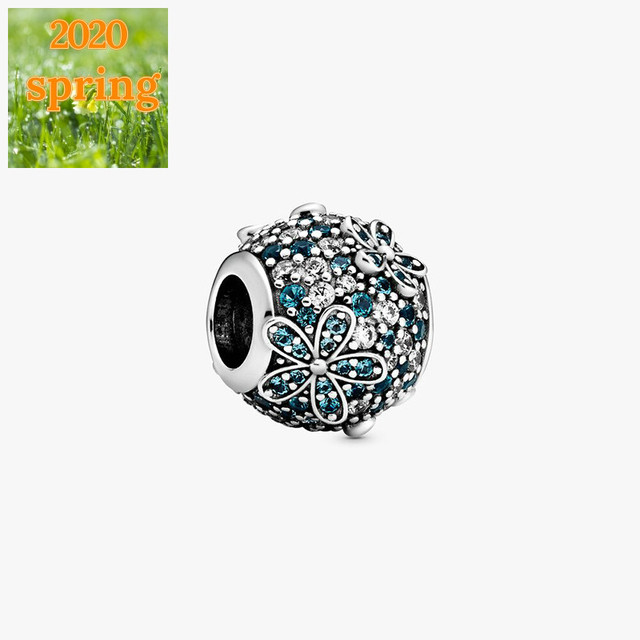 Koraliki 925 srebro Teal Pave z koralikami Daisy Flower Charms - do bransoletek Pandora - Wianko - 2