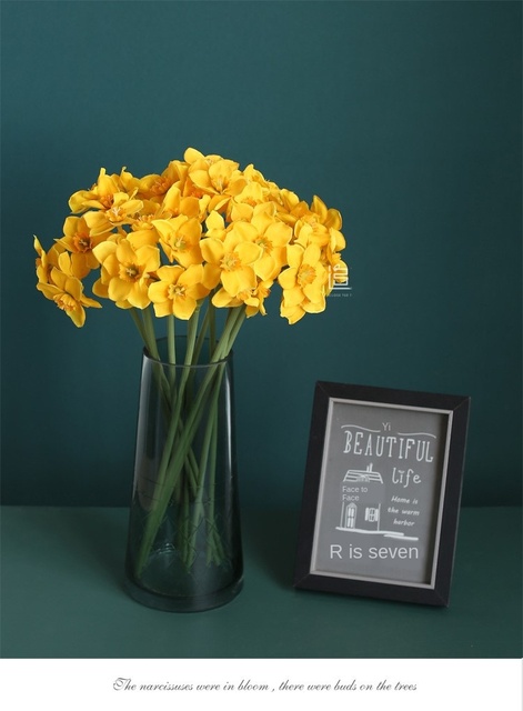 Sztuczny narcyz - bukiet kwiatów dekoracyjnych do wnętrz - żonkil - prezent na Dzień Matki - Wianko - 16