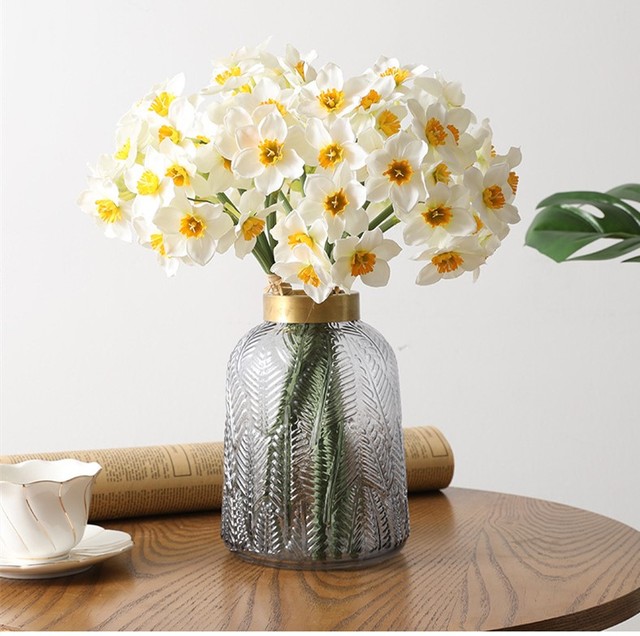 Sztuczny narcyz - bukiet kwiatów dekoracyjnych do wnętrz - żonkil - prezent na Dzień Matki - Wianko - 5