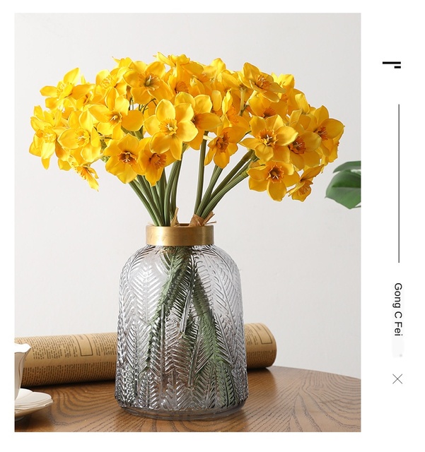 Sztuczny narcyz - bukiet kwiatów dekoracyjnych do wnętrz - żonkil - prezent na Dzień Matki - Wianko - 13