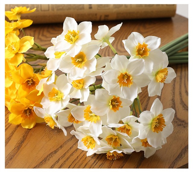 Sztuczny narcyz - bukiet kwiatów dekoracyjnych do wnętrz - żonkil - prezent na Dzień Matki - Wianko - 11