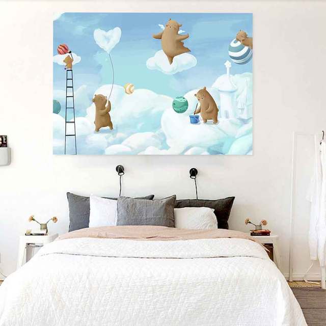 Gobeliny dekoracyjne z motywem Słonia Cartoon Simsant, Dinozaura, Statku Pirackiego i Lasu do salonu sypialni i wnętrz domowych - Wianko - 4