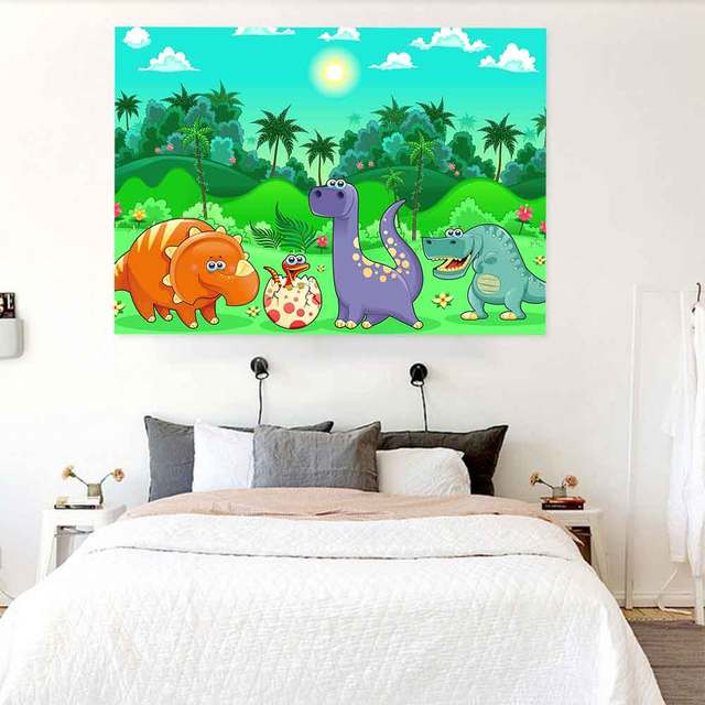 Gobeliny dekoracyjne z motywem Słonia Cartoon Simsant, Dinozaura, Statku Pirackiego i Lasu do salonu sypialni i wnętrz domowych - Wianko - 10