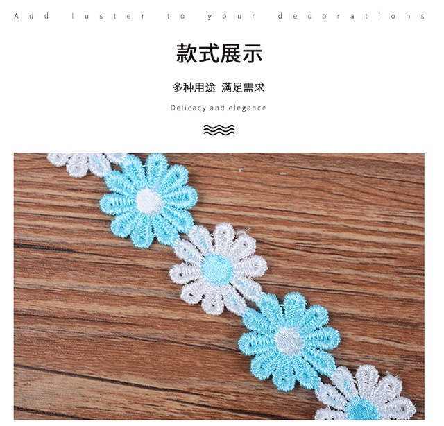 Kolorowa haftowana koronka z tkaniną stokrotki i wzorem kwiatowym (25mm) - Wianko - 2