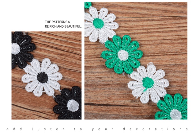 Kolorowa haftowana koronka z tkaniną stokrotki i wzorem kwiatowym (25mm) - Wianko - 3