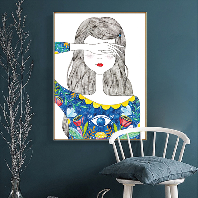 Plakat artystyczny Nordic z płótna - kaktus i moda dziewczyna do salonu i łóżka, dekoracja ściany bez ramki - Wianko - 8