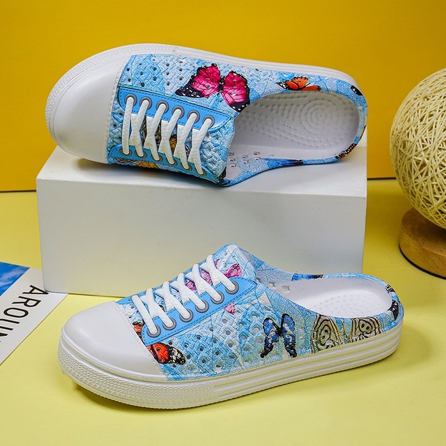 Sandały damskie letnie kapcie imitacja Sneaker pantofle ogrodowe basenowe plażowe klapki łazienkowe - Wianko - 5