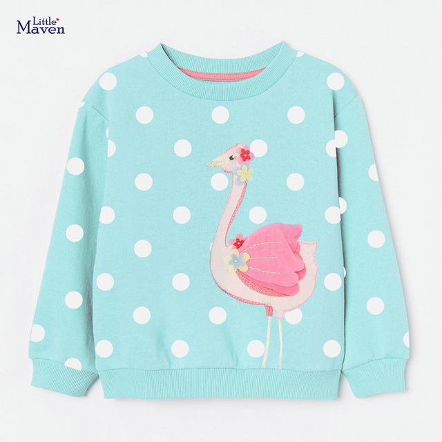 Bluza dla dzieci Little Maven Baby Girl z aplikacją ze zwierzątkiem, jesienna kolekcja 2021, kolor niebieskawy, rozmiar 2-7 lat - Wianko - 10