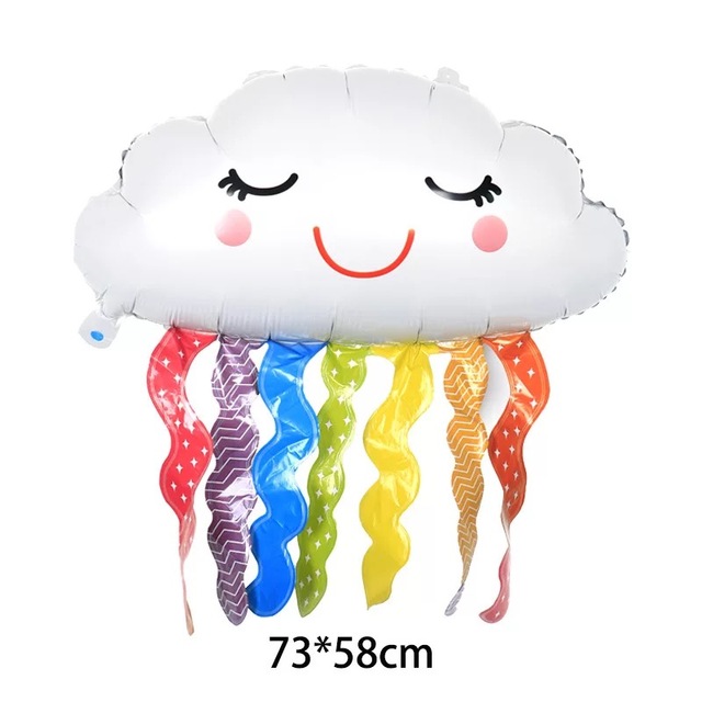 Balon foliowy 1pc Moon Smiley Rainbow White Cloud z helem - dekoracja urodzinowa Baby Shower zabawka dla dzieci - Wianko - 2