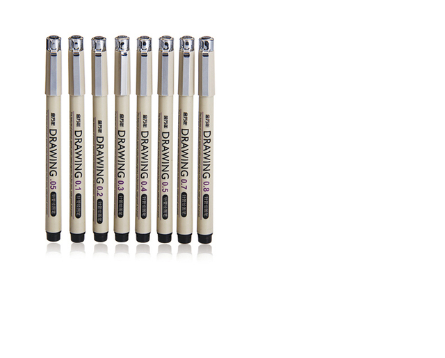 8 sztuk/paczka Pigma Micron - czarny długopis z atramentem pigmentowym, idealny do rysowania, szkicowania i pisania - Hook Art Pen - Wianko - 8