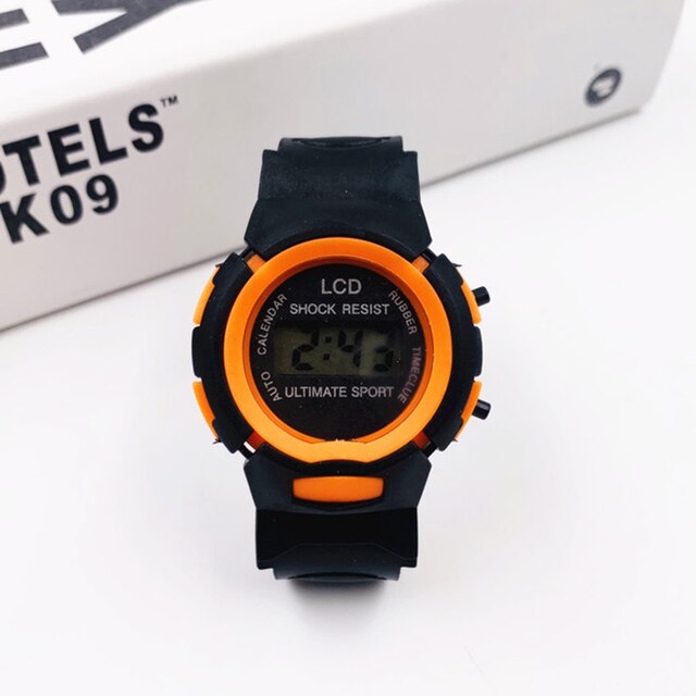 Dziecięce wodoodporne zegarki elektroniczne czarny kolor cyfrowe sportowe koło - Wianko - 3