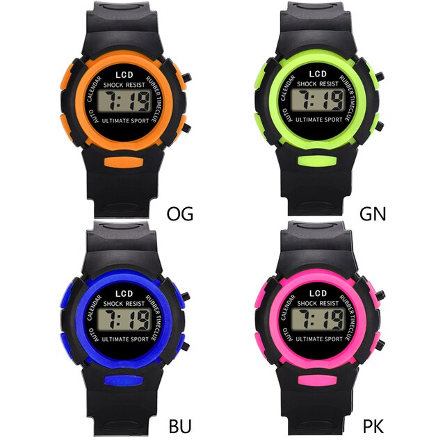 Dziecięce wodoodporne zegarki elektroniczne czarny kolor cyfrowe sportowe koło - Wianko - 9