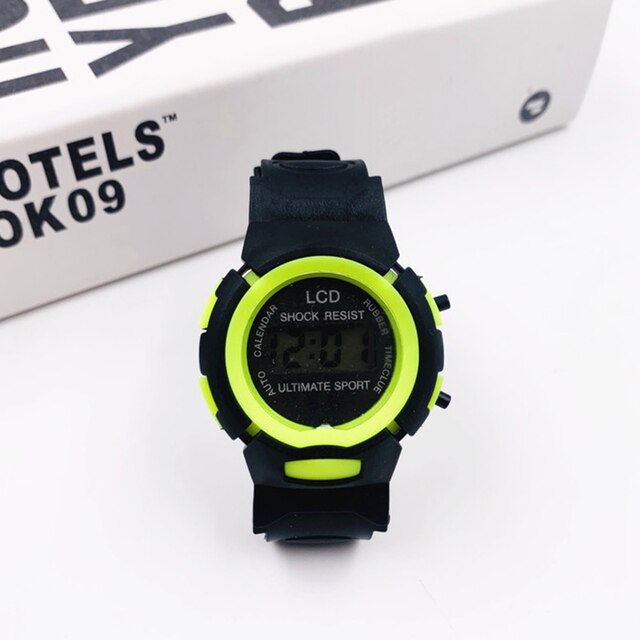 Dziecięce wodoodporne zegarki elektroniczne czarny kolor cyfrowe sportowe koło - Wianko - 4