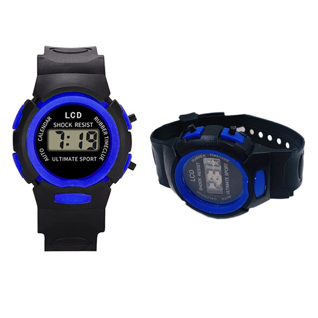 Dziecięce wodoodporne zegarki elektroniczne czarny kolor cyfrowe sportowe koło - Wianko - 2