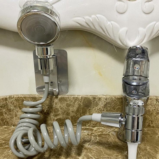 Perlator do kranu z łazienkowym systemem prysznicowym - złącze węża, uchwyt i wąż - Wianko - 7