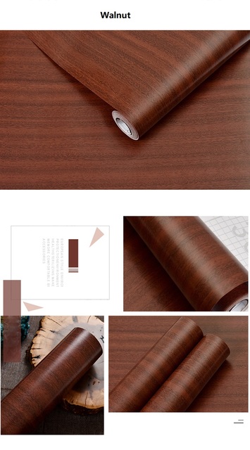 Drewniany pasek czarnej PVC tapety samoprzylepne w rolkach - dekoracyjne naklejki do nowoczesnych mebli - Wianko - 10