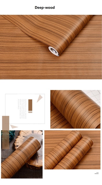 Drewniany pasek czarnej PVC tapety samoprzylepne w rolkach - dekoracyjne naklejki do nowoczesnych mebli - Wianko - 11