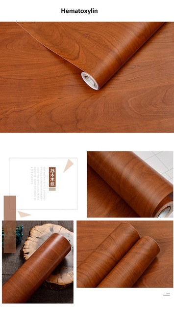 Drewniany pasek czarnej PVC tapety samoprzylepne w rolkach - dekoracyjne naklejki do nowoczesnych mebli - Wianko - 25