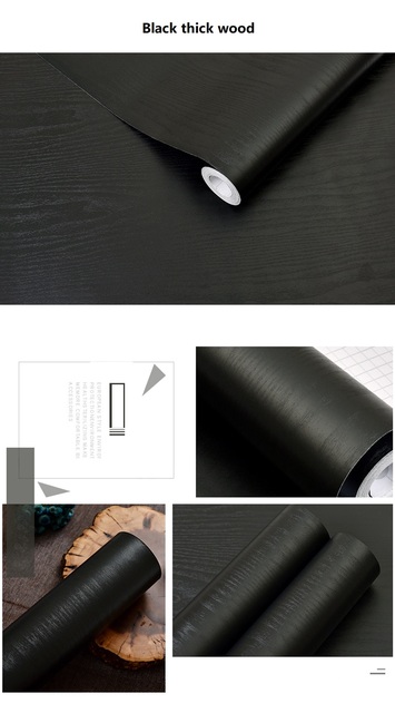 Drewniany pasek czarnej PVC tapety samoprzylepne w rolkach - dekoracyjne naklejki do nowoczesnych mebli - Wianko - 19